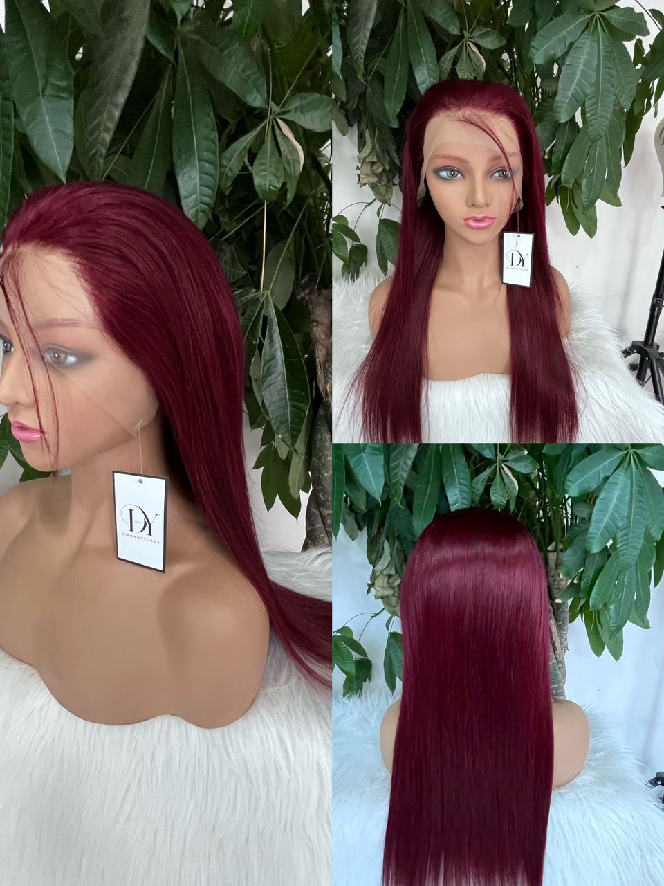 Straight 99j glueless frontal wig 20"