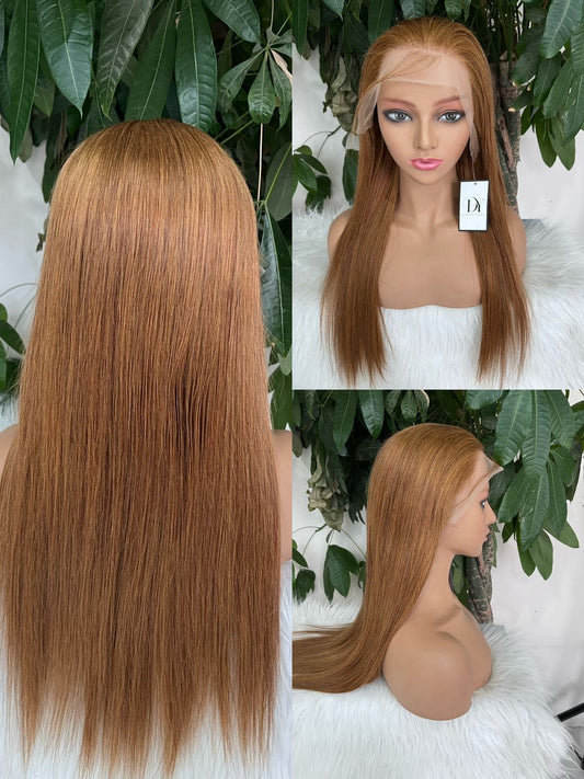 Straight light brown glueless frontal wig 20"