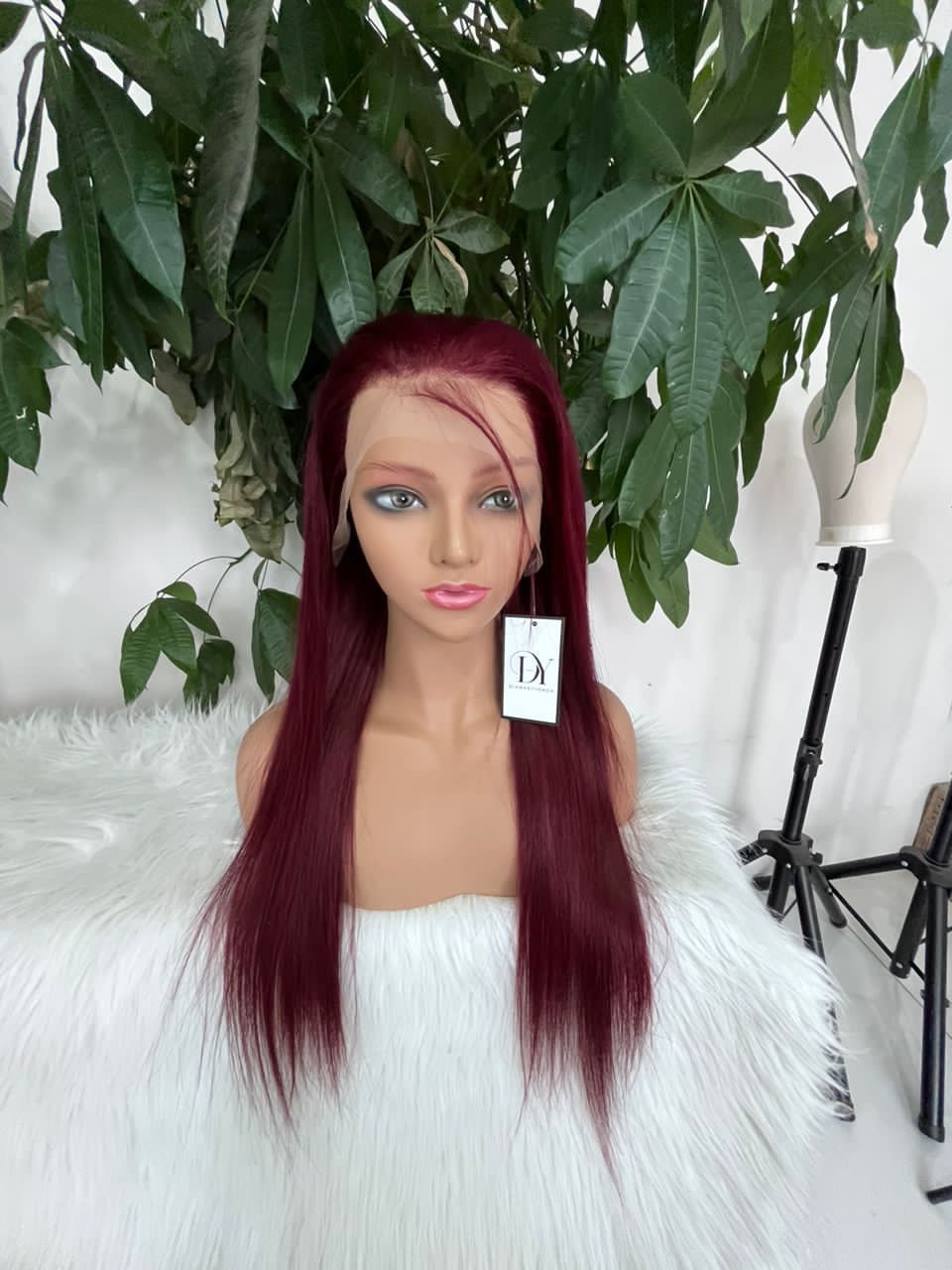 Straight 99j glueless frontal wig 20"