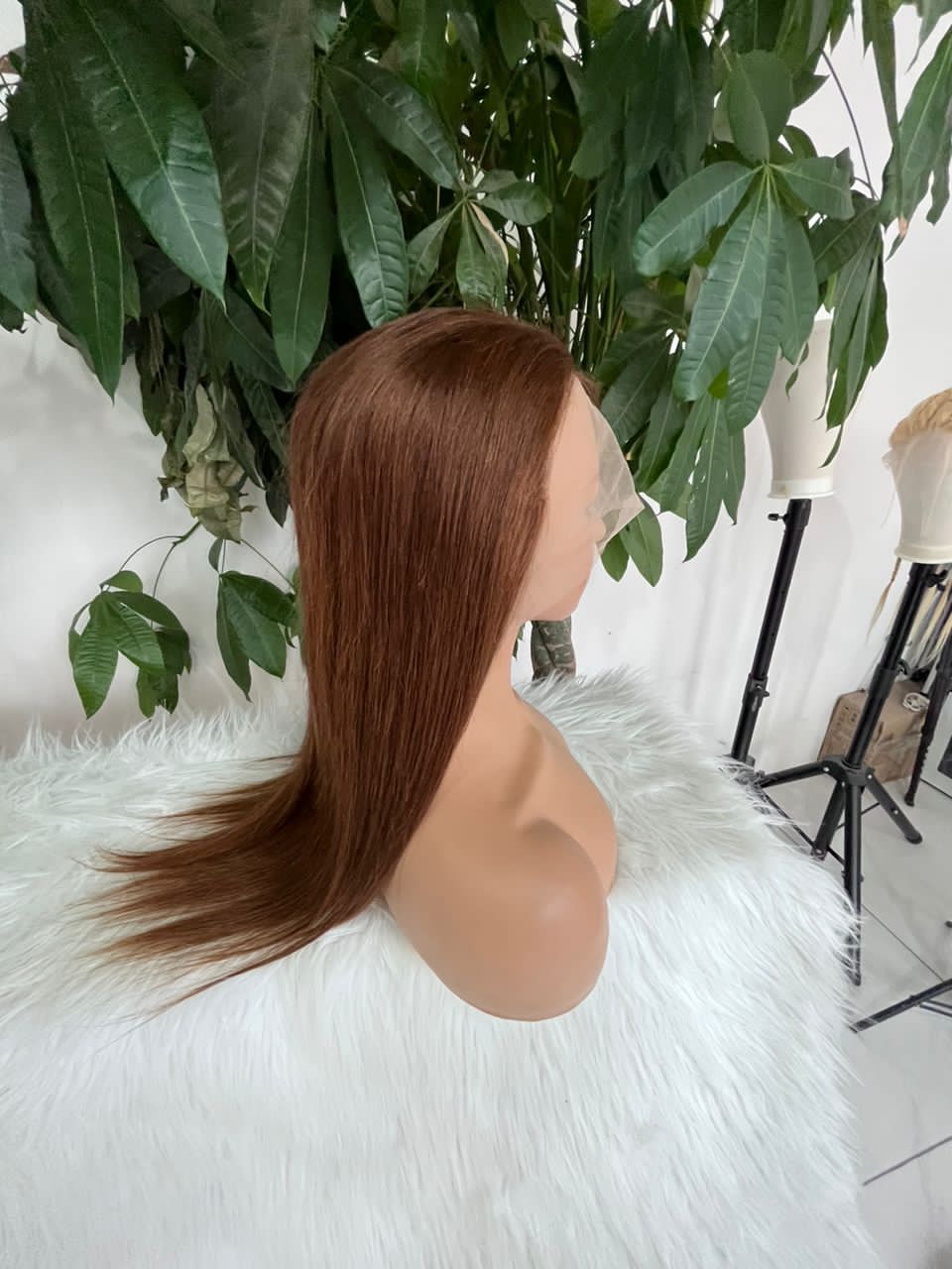 Straight brown glueless frontal wig 18"