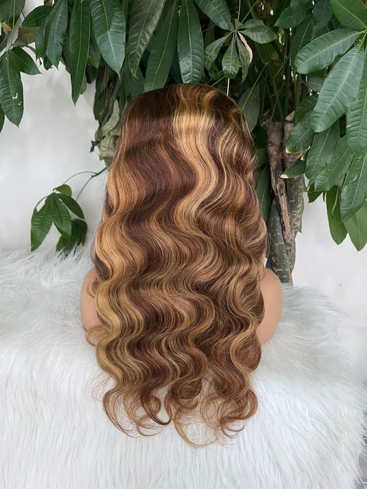 Body wave highlight glueless frontal wig 22"