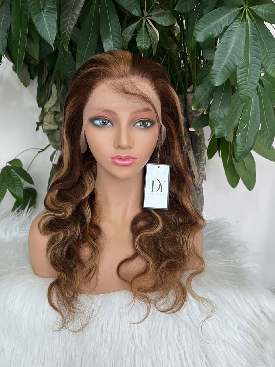 Body wave highlight glueless frontal wig 22"